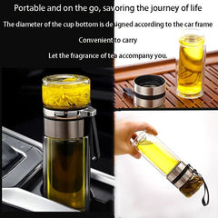 Glass Tea Infuser Bottle Tea Water Separation Cup 450ml Travel Tumbler Mug