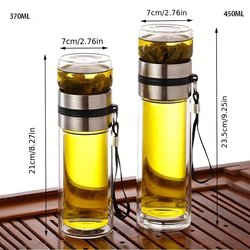 Glass Tea Infuser Bottle Tea Water Separation Cup 450ml Travel Tumbler Mug