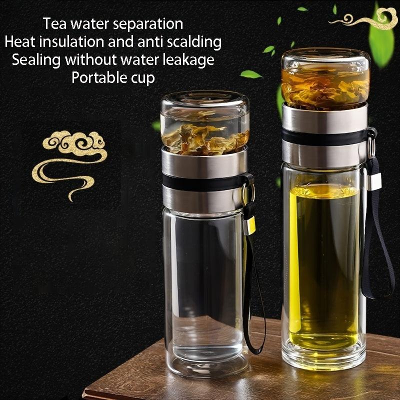 Glass Tea Infuser Bottle Tea Water Separation Cup 450ml Travel Tumbler Mug