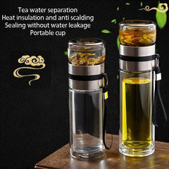 Glass Tea Infuser Bottle Tea Water Separation Cup 450ml Travel Tumbler Mug