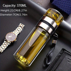 Glass Tea Infuser Bottle Tea Water Separation Cup 450ml Travel Tumbler Mug