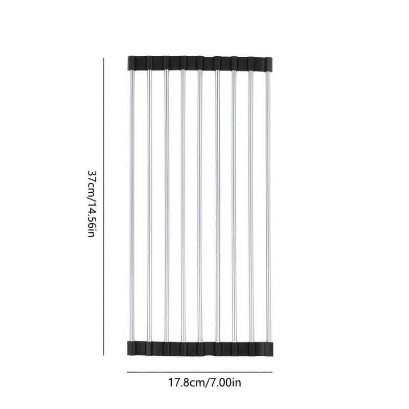 Expandable Roll Up Dish Rack Over the Sink Drainer Stretchable Drying Rack