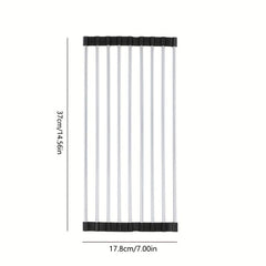 Expandable Roll Up Dish Rack Over the Sink Drainer Stretchable Drying Rack