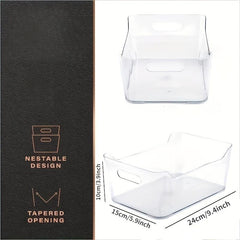 1pc Transparent Storage Box With Handle Refrigerator Organizer Bin