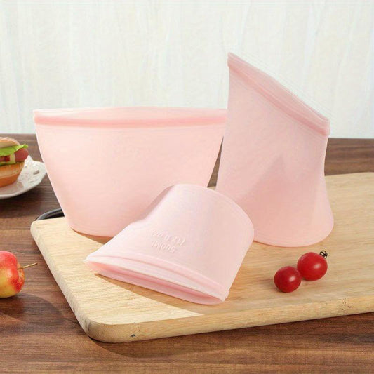 3pcs Reusable Silicone Food Bags Leak-Proof Fresh Containers BPA-Free
