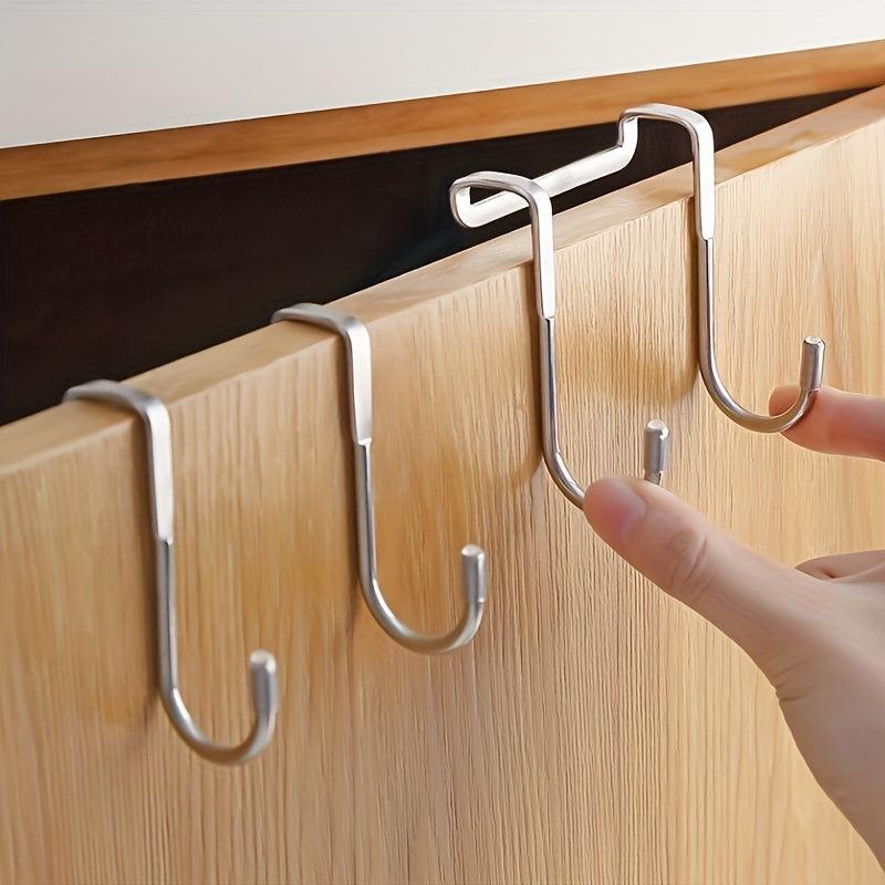 2pcs Stainless Steel Door Hooks for Kitchen and Office