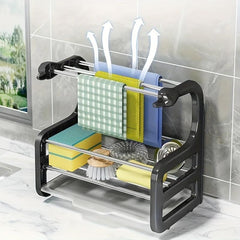 Stainless Steel Sink Sponge Holder with Removable Drain Tray