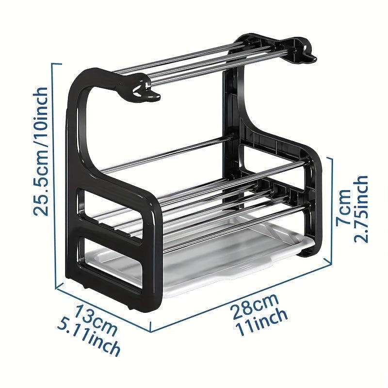 Stainless Steel Sink Sponge Holder with Removable Drain Tray