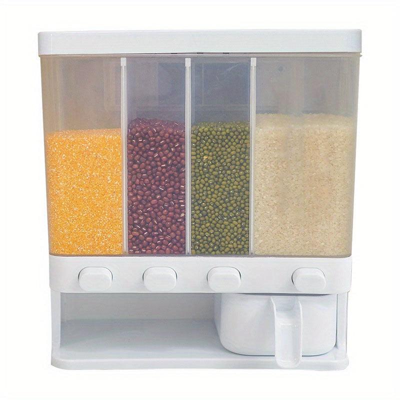 Coarse Cereals Containers 4-Grid Wall Mounted Rice Bucket
