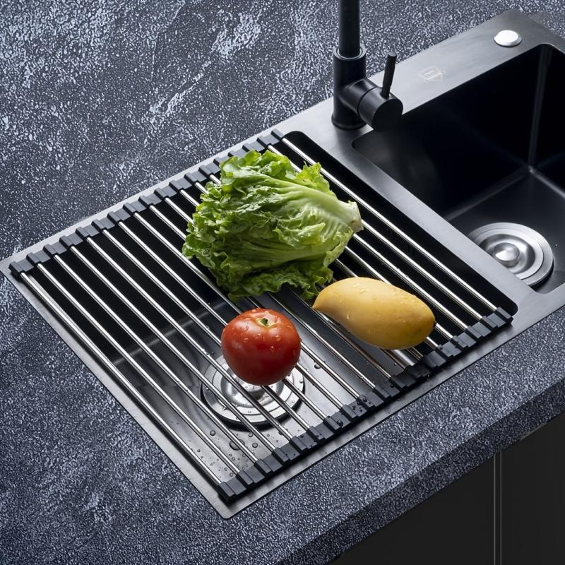 Foldable Stainless Steel Dish Drainer Over The Sink Dish Drying Rack