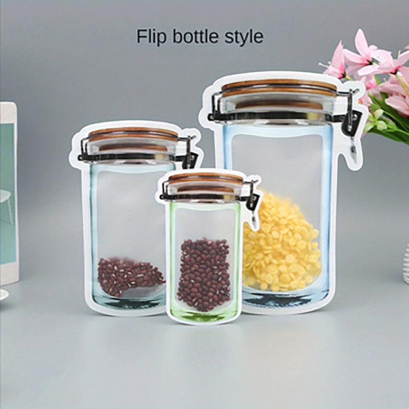 3pcs Flap Bottle Ziplock Bag Small Snack Storage Bag