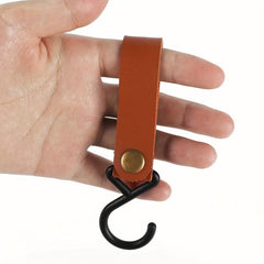 Portable Outdoor Hook Camping S Shaped Leather Storage Hook Keychain