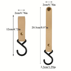 Portable Outdoor Hook Camping S Shaped Leather Storage Hook Keychain