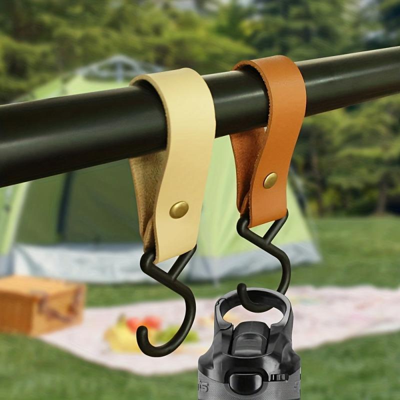Portable Outdoor Hook Camping S Shaped Leather Storage Hook Keychain