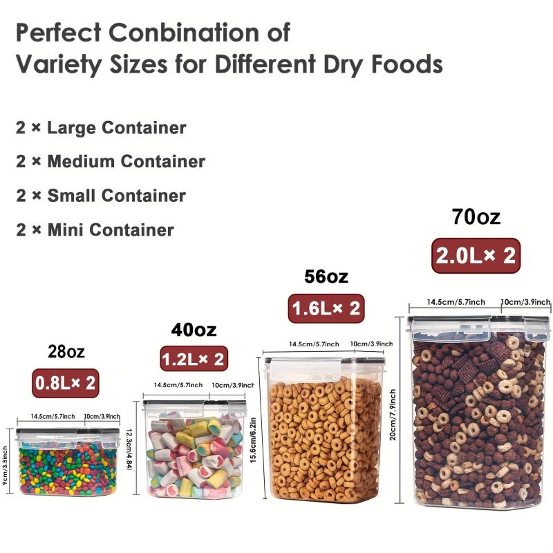 8Pcs Airtight Food Storage Containers Set With Lids BPA-Free