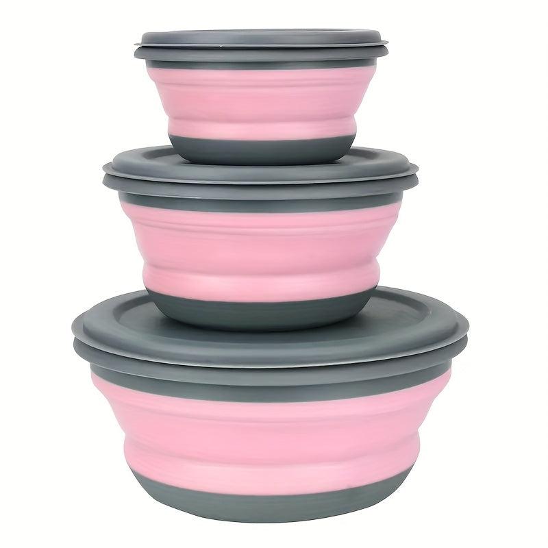 3pcs Foldable Bowl Set Portable Lunch Box for School Canteen Back to School