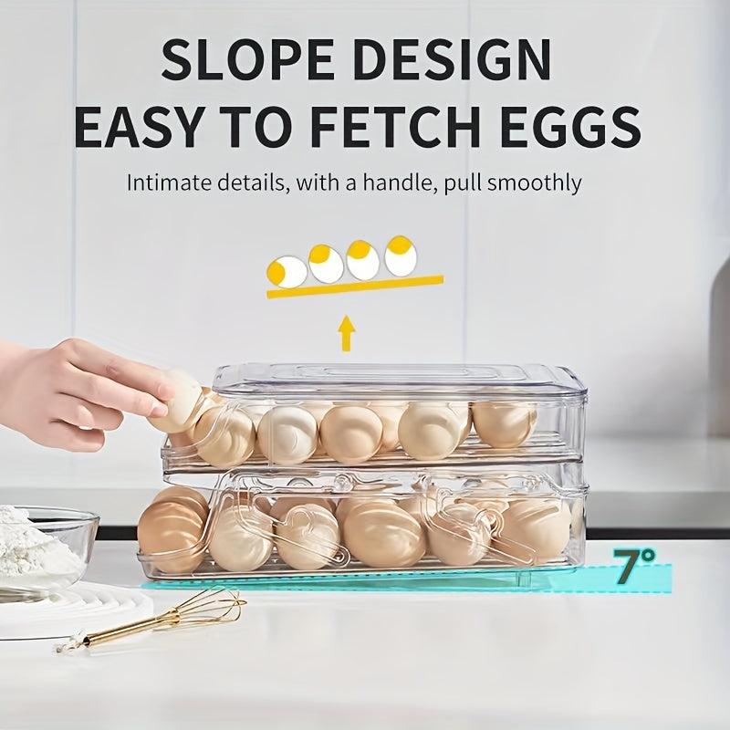 2 Layer Stackable Refrigerator Egg Storage Box Drawer Type