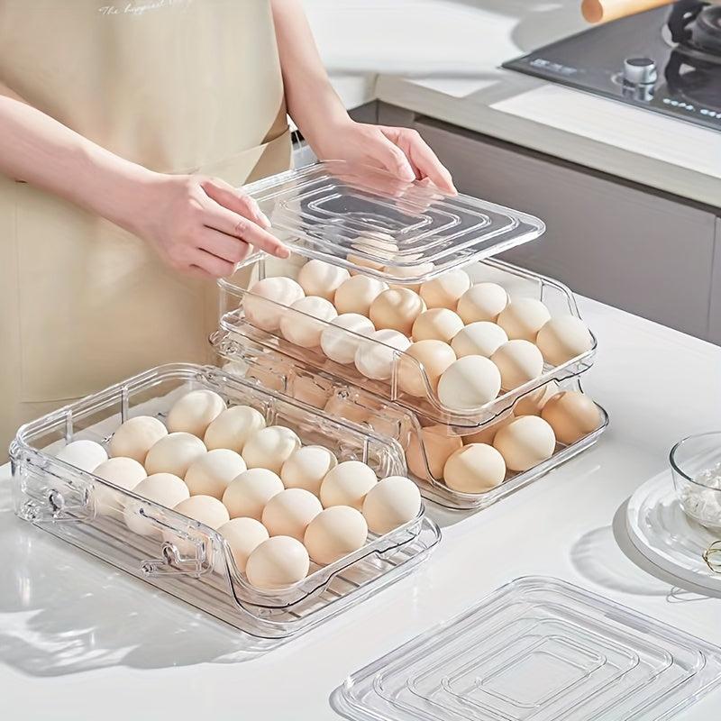 2 Layer Stackable Refrigerator Egg Storage Box Drawer Type