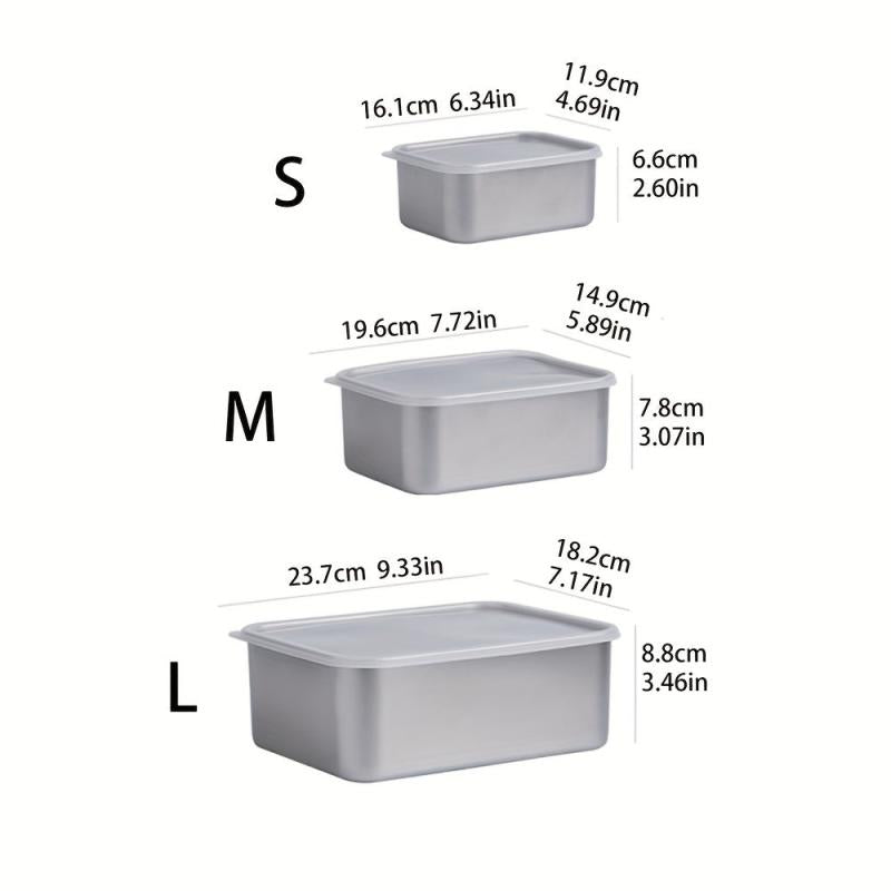 3pcs Stainless Steel Food Storage Containers for Fridge