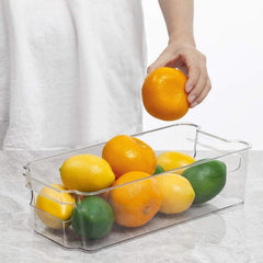 Clear Plastic Storage Box Kitchen Pantry Organizer Container Bins with Handles