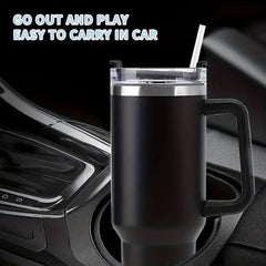 40oz Gradient Tumbler Stainless Steel Thermal Bottle Straw Lid Handle