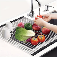 Foldable Kitchen Sink Drain Rack - Vegetable Fruit Dishwashing Rack