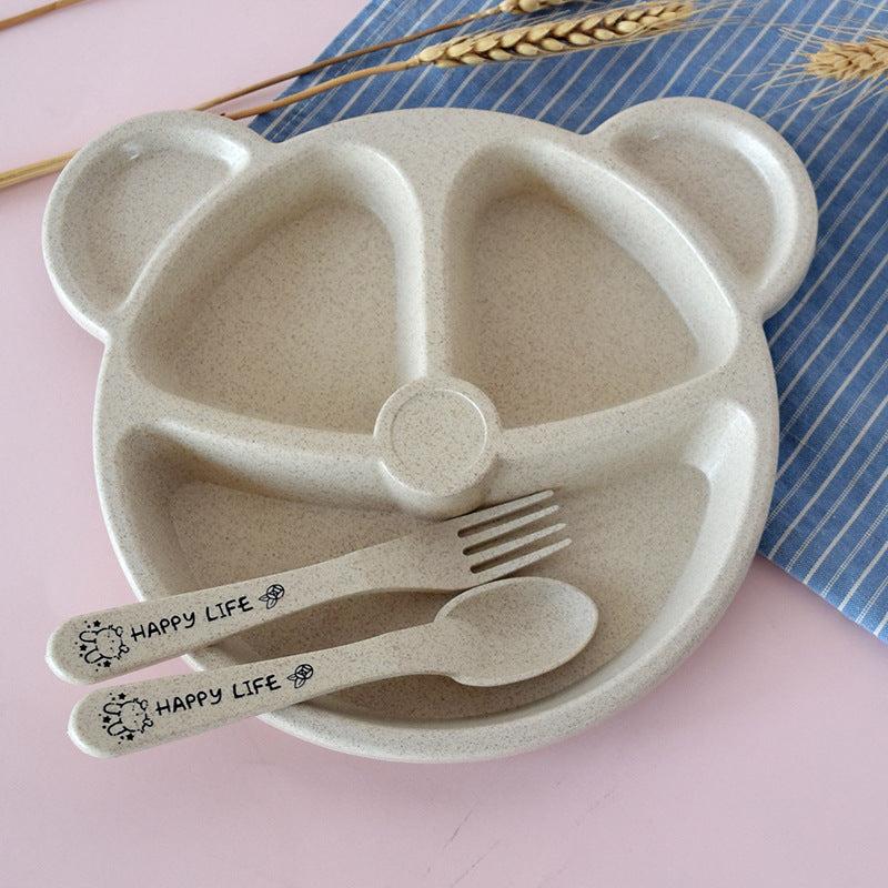 Children's Divided Grid Plate Set with Spoon and Fork