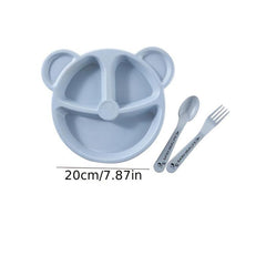Children's Divided Grid Plate Set with Spoon and Fork