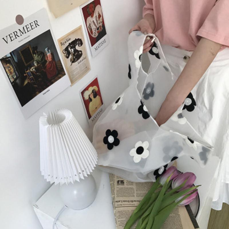Embroidered Organza Jelly Tote Shopping Bag Daisy Fruit Bag Shoulder Bags