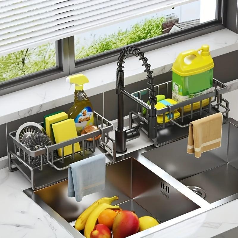 Faucet Dishcloth Sponge Holder Kitchen Storage Rack Sink Drain Basket