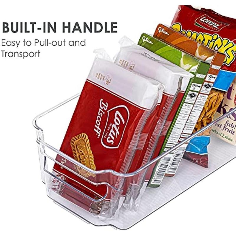 2pcs Clear Plastic Refrigerator Organizer Bins with Handles