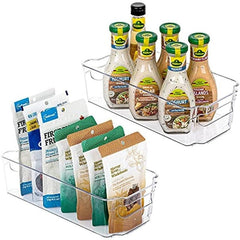 2pcs Clear Plastic Refrigerator Organizer Bins with Handles