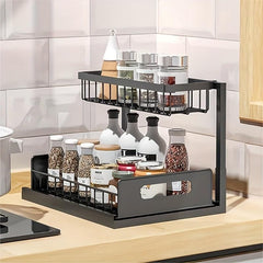 2 Tier Under Sink Organizer Slide Out Cabinet with Storage Drawer