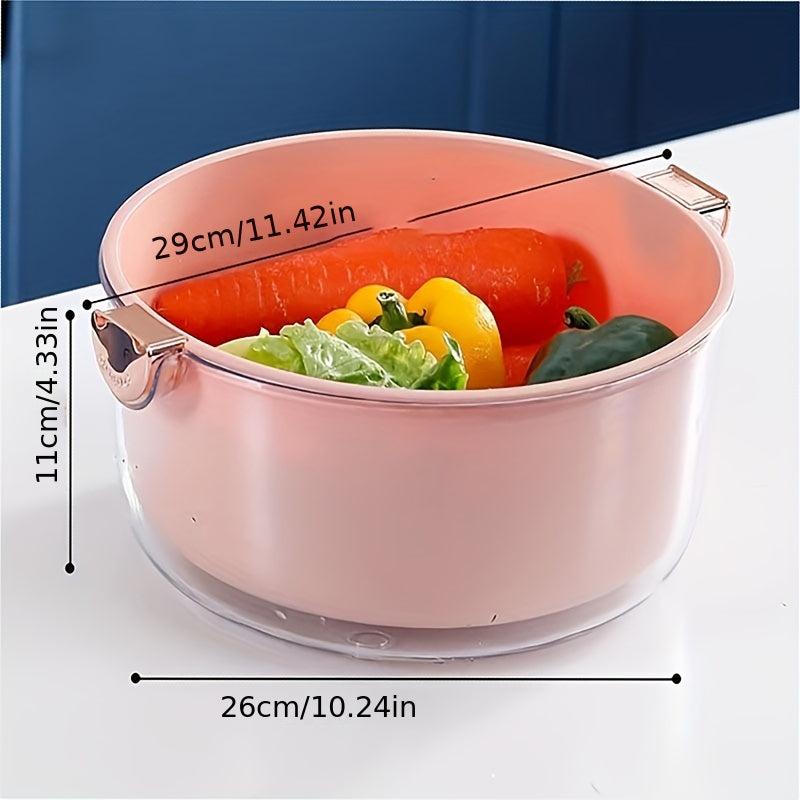 Double Layer Vegetable Washing Basin Draining Basket Kitchen Rice Washing Basket