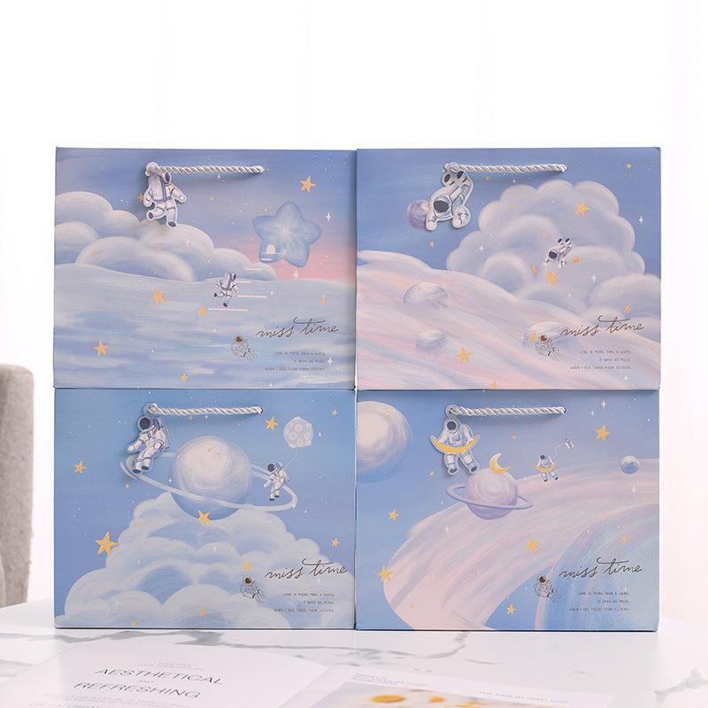 Horizontal Cartoon Astronaut Planet Gift Bag for Children's Birthday