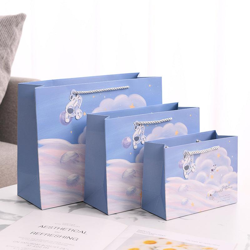 Horizontal Cartoon Astronaut Planet Gift Bag for Children's Birthday