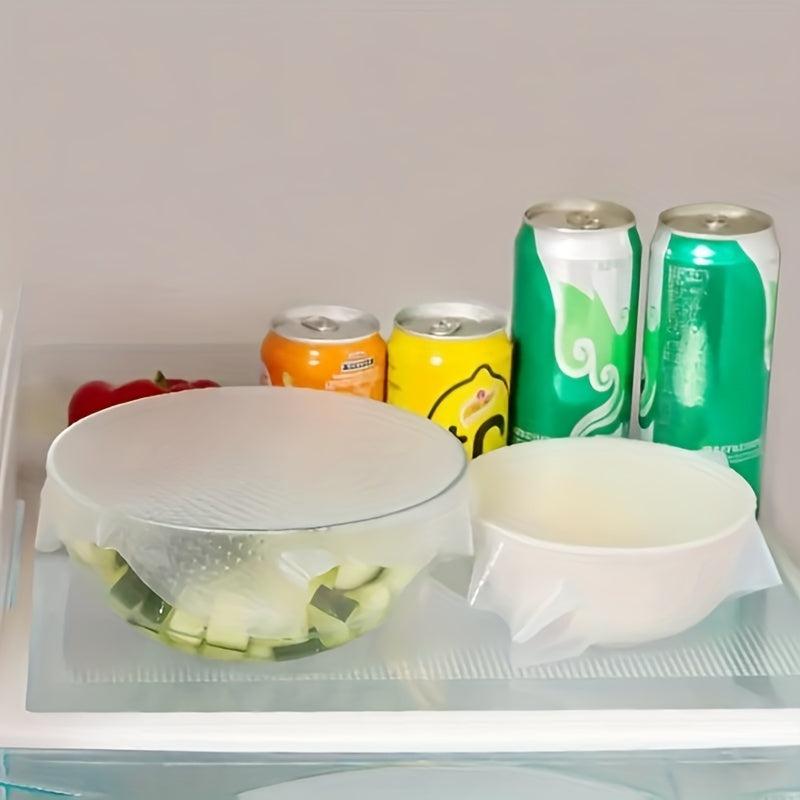 4pcs Reusable Silicone Food Covers Fresh Keeping Wrap Non Stick Stretching Lid