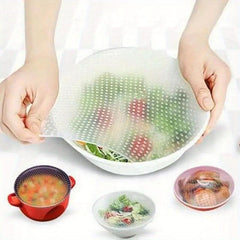 4pcs Reusable Silicone Food Covers Fresh Keeping Wrap Non Stick Stretching Lid