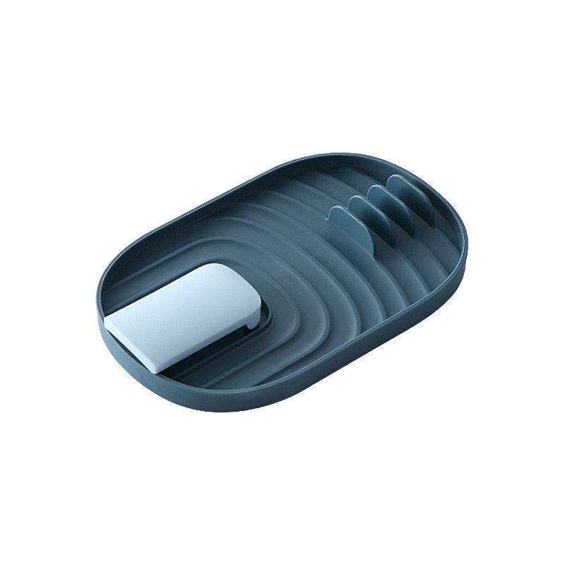 Pot Lid Shovel Storage Rack Chopping Board Holder with Drain Tray