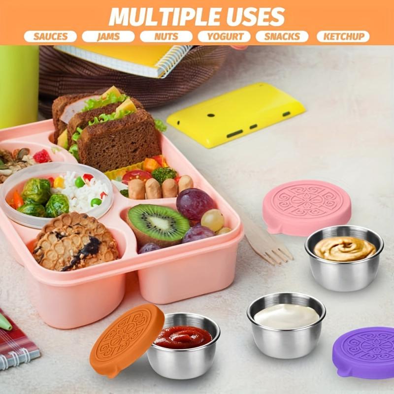 4pcs Leakproof Salad Dressing Containers Stainless Steel Cups