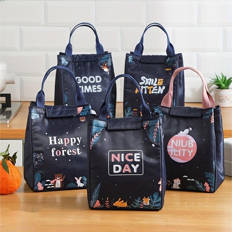 Insulated Lunch Bag Corgi Elephant Bear Printed Reusable Aluminum Foil Lunch Box