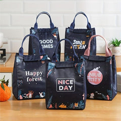 Insulated Lunch Bag Corgi Elephant Bear Printed Reusable Aluminum Foil Lunch Box
