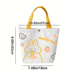 Canvas Tote Bag with Cartoon Print