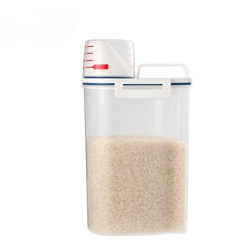 Portable Rice Bucket Measuring Cup Kitchen Storage Box Grain Storage