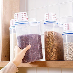 Portable Rice Bucket Measuring Cup Kitchen Storage Box Grain Storage