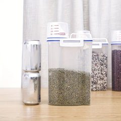 Portable Rice Bucket Measuring Cup Kitchen Storage Box Grain Storage