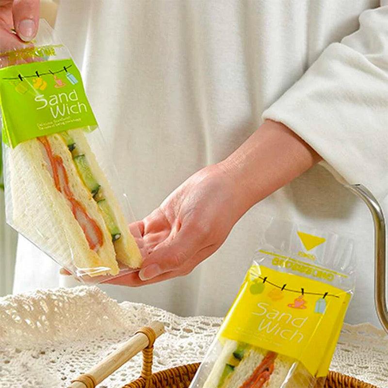 100 Transparent Sandwich Bags for Cakes and Bread, Disposable Packaging