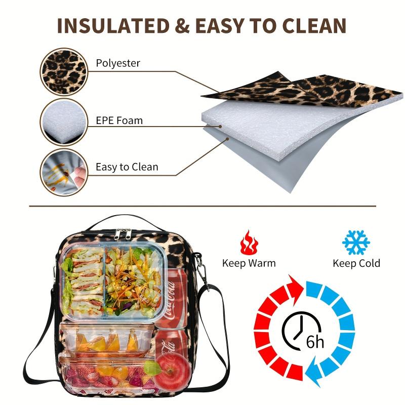 Leopard Insulated Lunch Bag - Reusable Waterproof Leakproof Cooler Bag