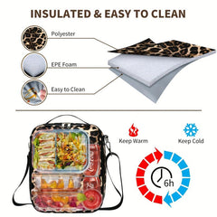 Leopard Insulated Lunch Bag - Reusable Waterproof Leakproof Cooler Bag