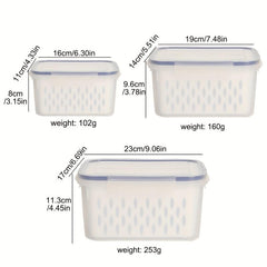 3pcs Detachable Refrigerator Storage Box for Fruit Vegetable Fresh-keeping